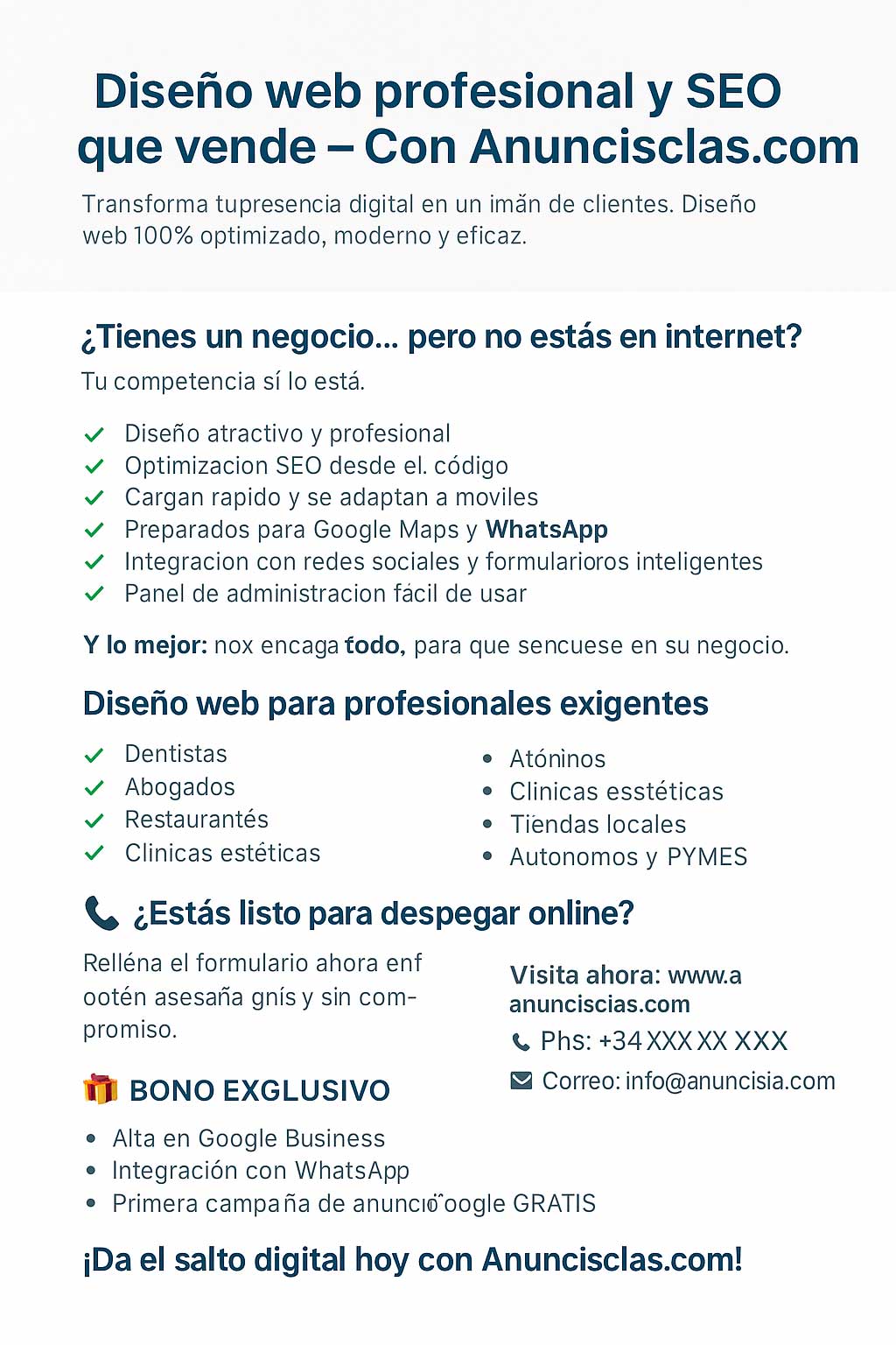 ¿Buscas una web profesional que venda y posicione en Google? Conoce Anuncisclas.com