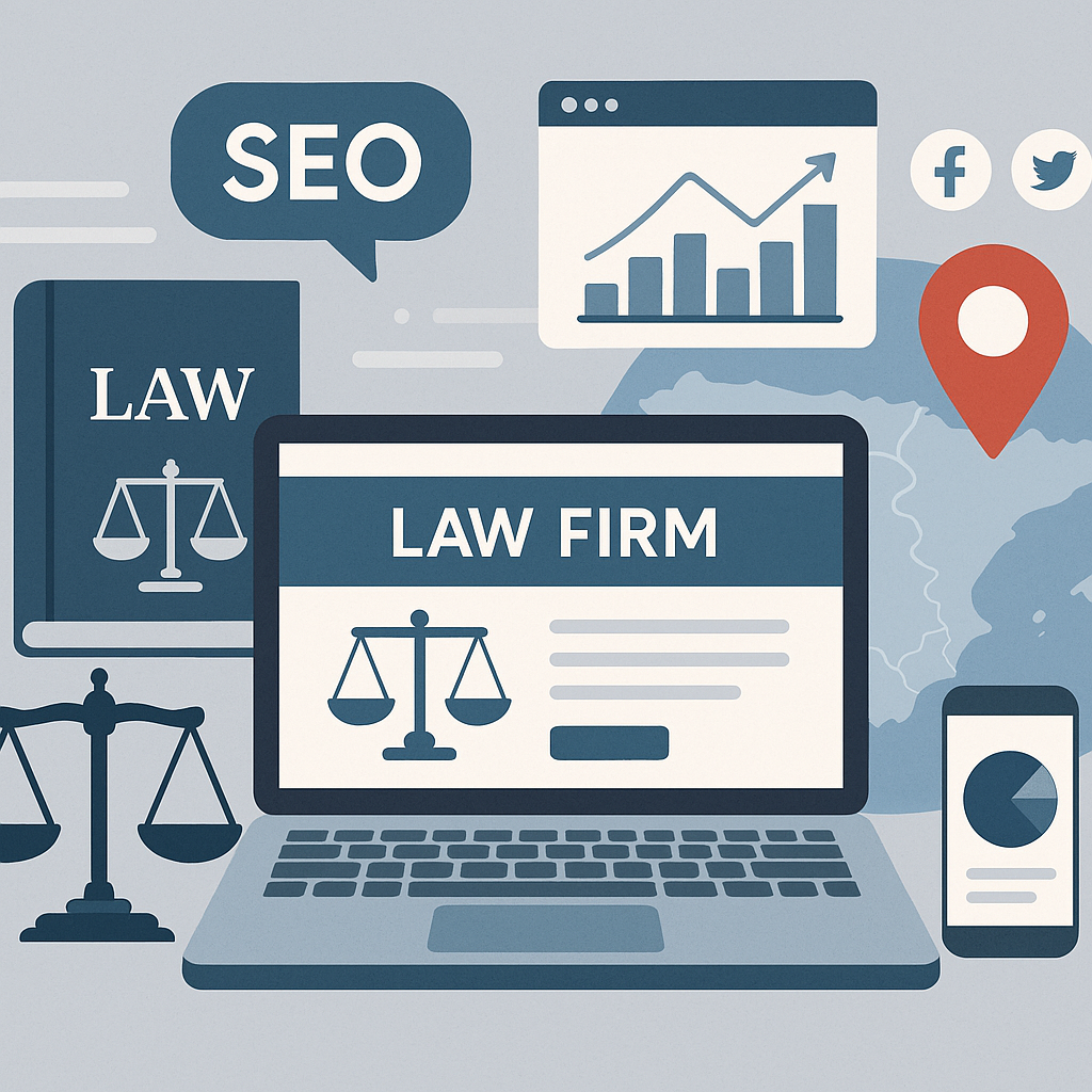 A professional and modern digital marketing concept image for a law firm in Gijón, Spain. The image SEO para abogados en Gijón. SEO Y MARKETING para abogados en Gijón ¿Tu despacho de abogados en Gijón no aparece en Google? Descubre cómo AnuncisClas.com puede ayudarte a posicionarte y atraer clientes con SEO local.